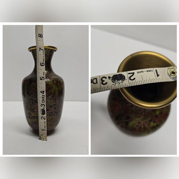 Vintage Chinese Cloisonne Floral Vase - Picture 8 of 8